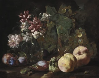 Stilleben av frukt och blommor, 1670-80